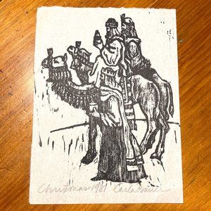 "Three Kings" by Carla Bauer, Original Woodblock Print